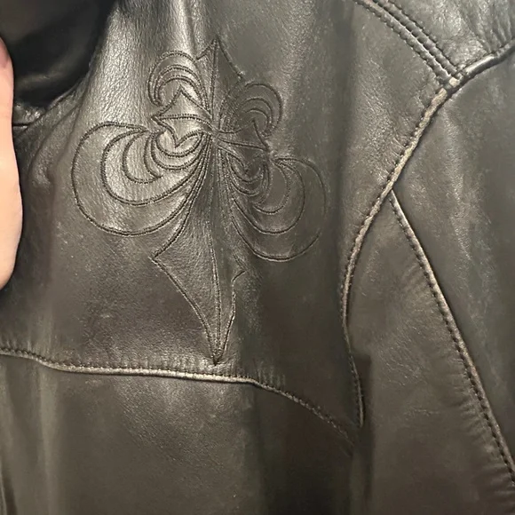 Vintage Affliction Black Leather Jacket with Embroidered Eagle - Picture 6 of 9